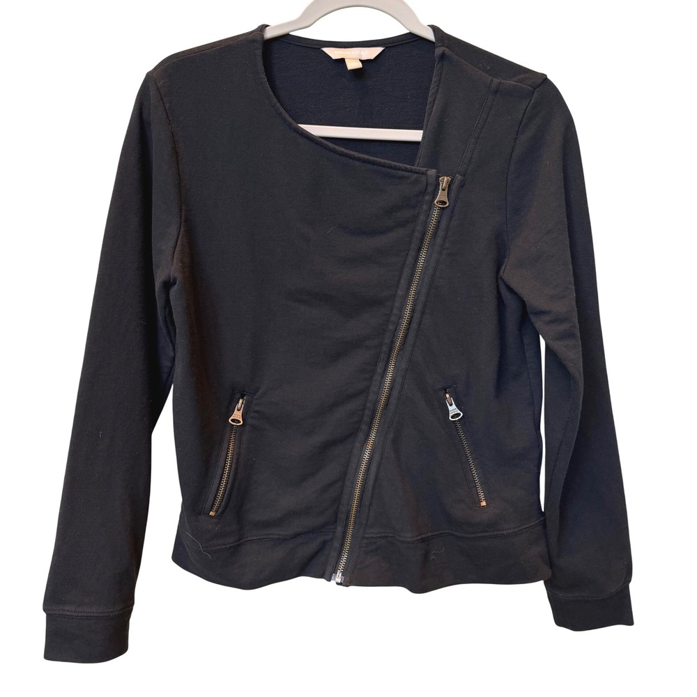Banana Republic Womens Black Moto Sweatshirt Jacket Size M Indie Sleeze Hipster